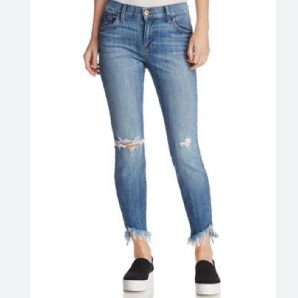 PISTOLA Audrey Distressed Frayed Skinny Jeans Santa Cruz Blue 27 NEW DEFECT
